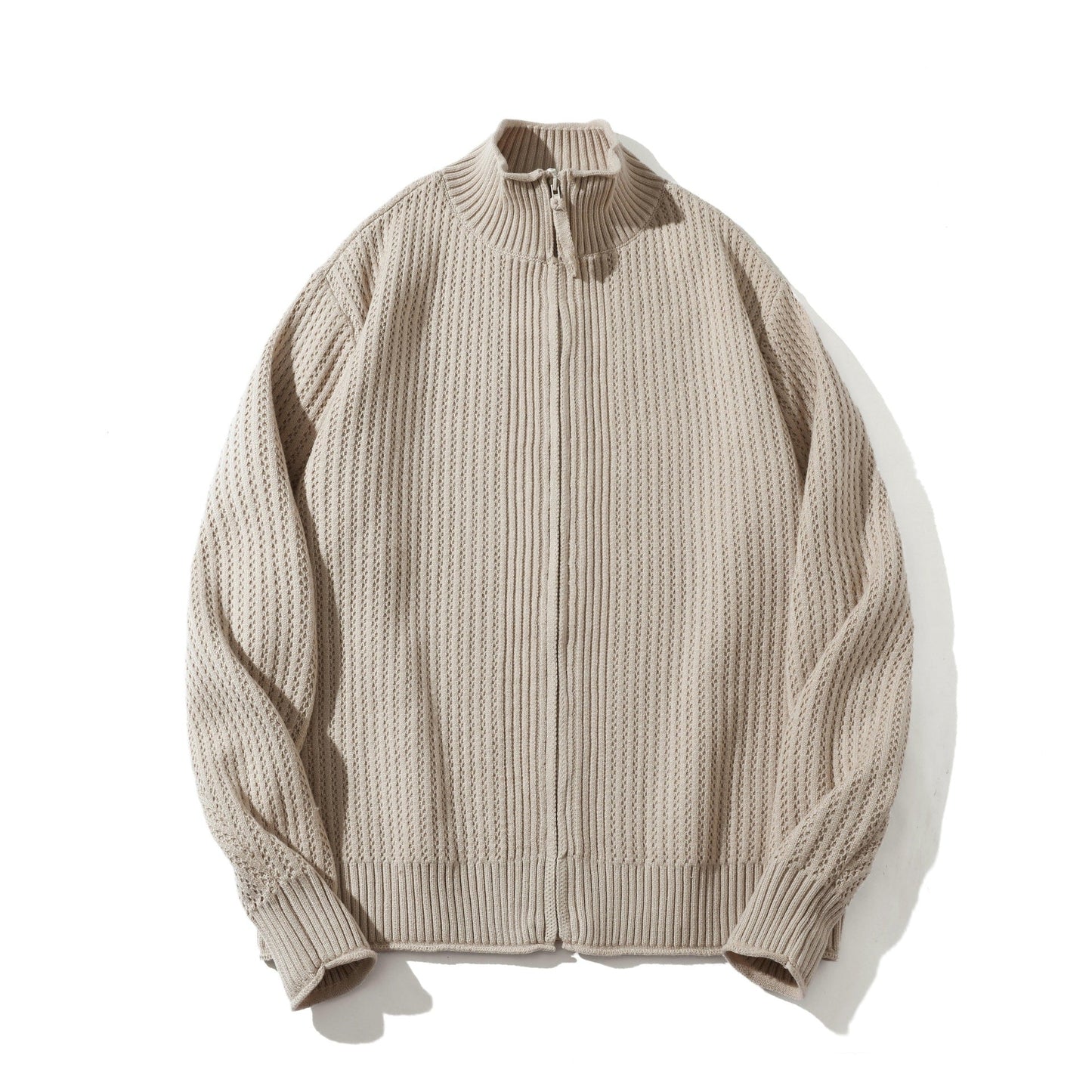 Solid Color Knit Texture Loose Casual Sweater Coat