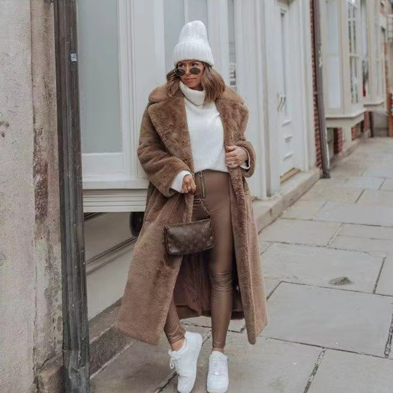 Imitation fur cotton coat thick plush women's coat