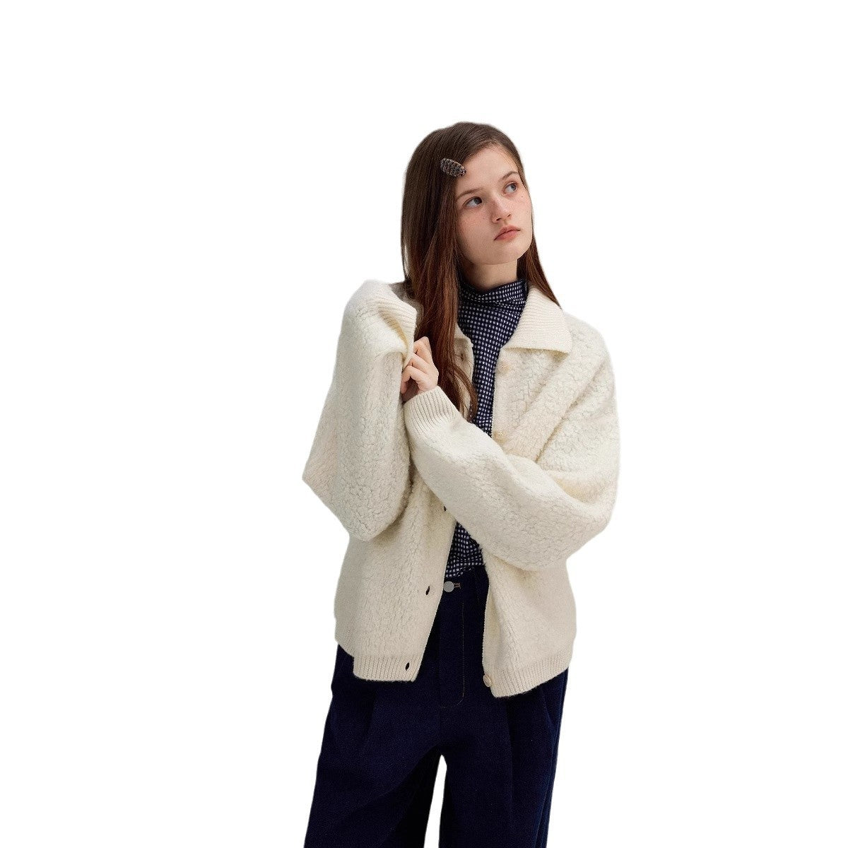 Women's Elegant  Warm Thick Lamb Fur Coat